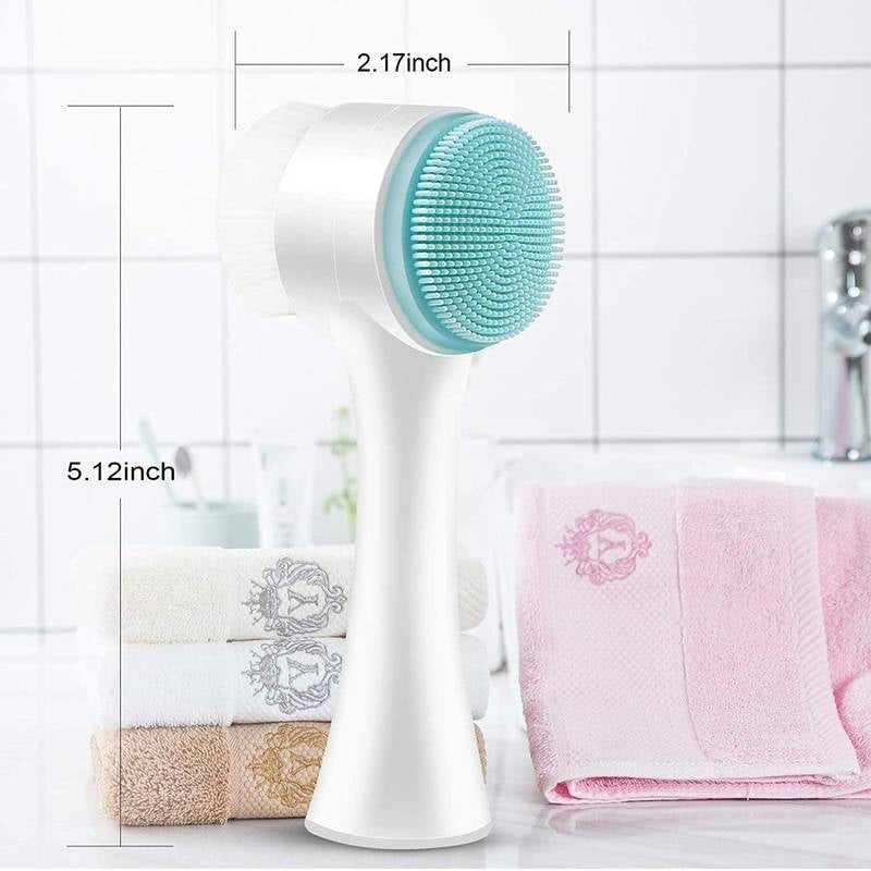 2-in-1 Dual Action Face Scrubber Brush – Manual Silicone Facial Cleansing & Exfoliating Brush for Deep Pore Cleaning