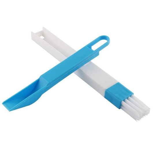 Blue and white cleaning brush with squeegee on a white background
