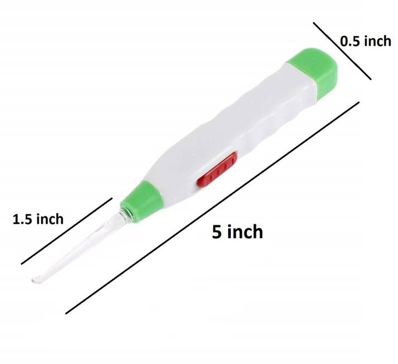 White and green tool with measurements on a white background