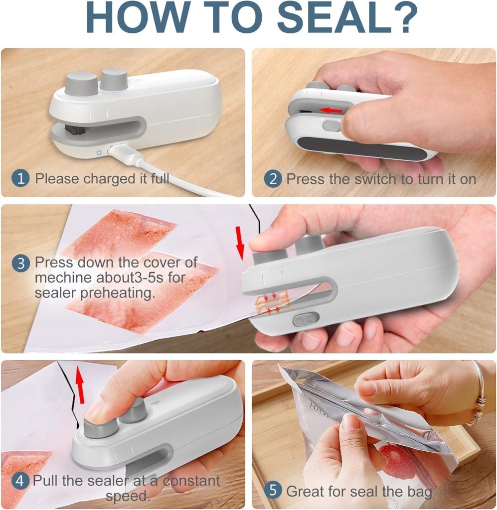 2-in-1 Mini USB Rechargeable Bag Sealer & Cutter | Portable Heat Sealer for Snack Storage