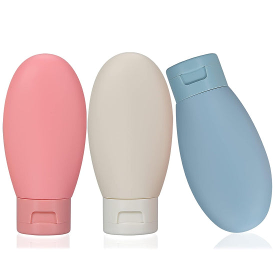3-Piece Leak-Proof Silicone Travel Bottle Set | 60ml TSA Approved Refillable Squeeze Tubes