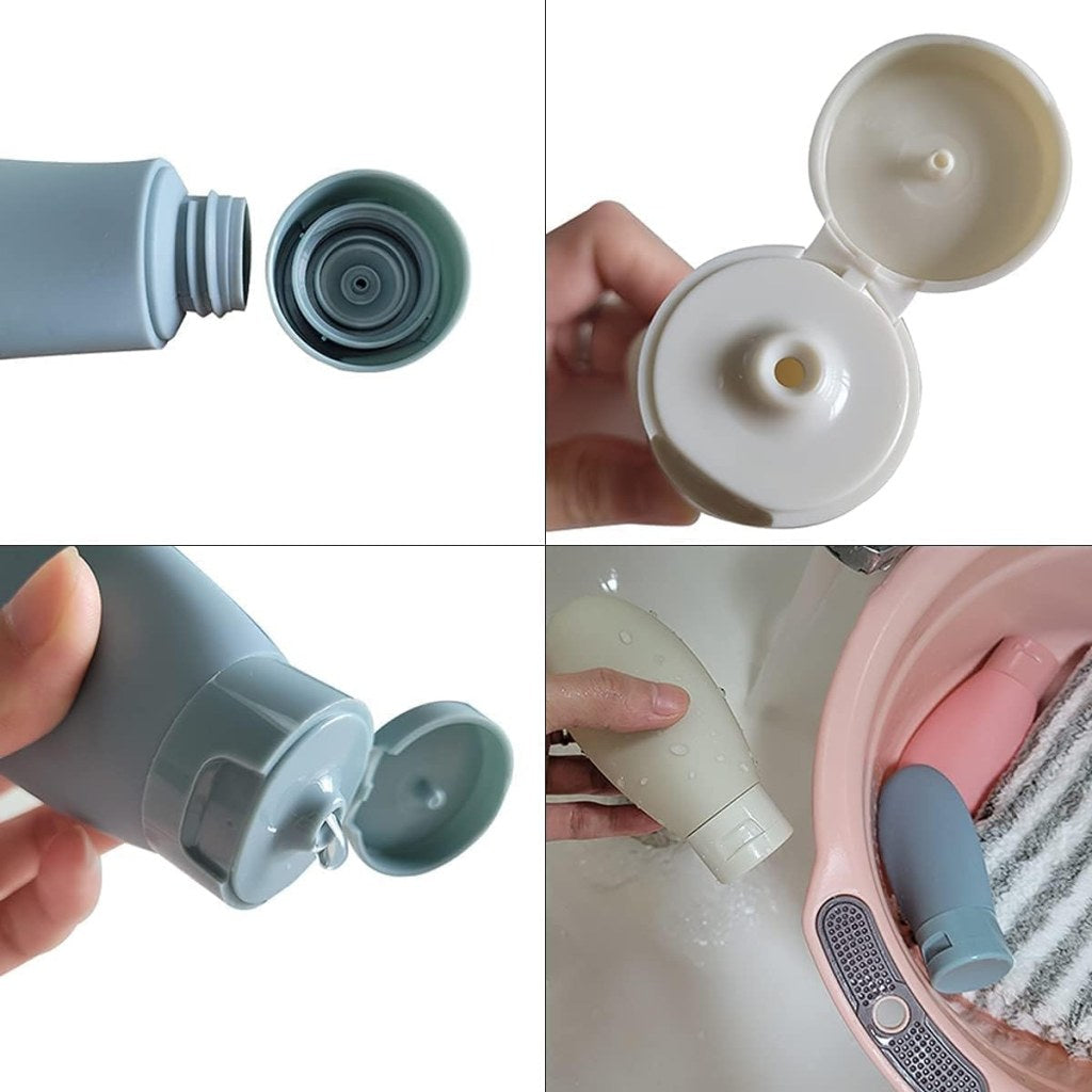 3-Piece Leak-Proof Silicone Travel Bottle Set | 60ml TSA Approved Refillable Squeeze Tubes