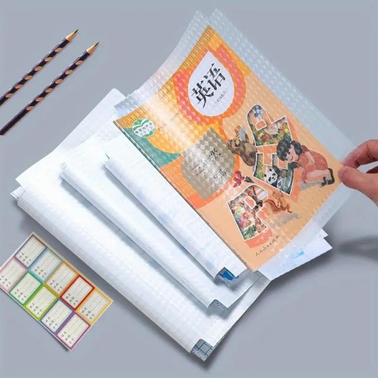 30-Piece Waterproof Clear Plastic Book Cover Set | Self-Adhesive Transparent Textbook Protector