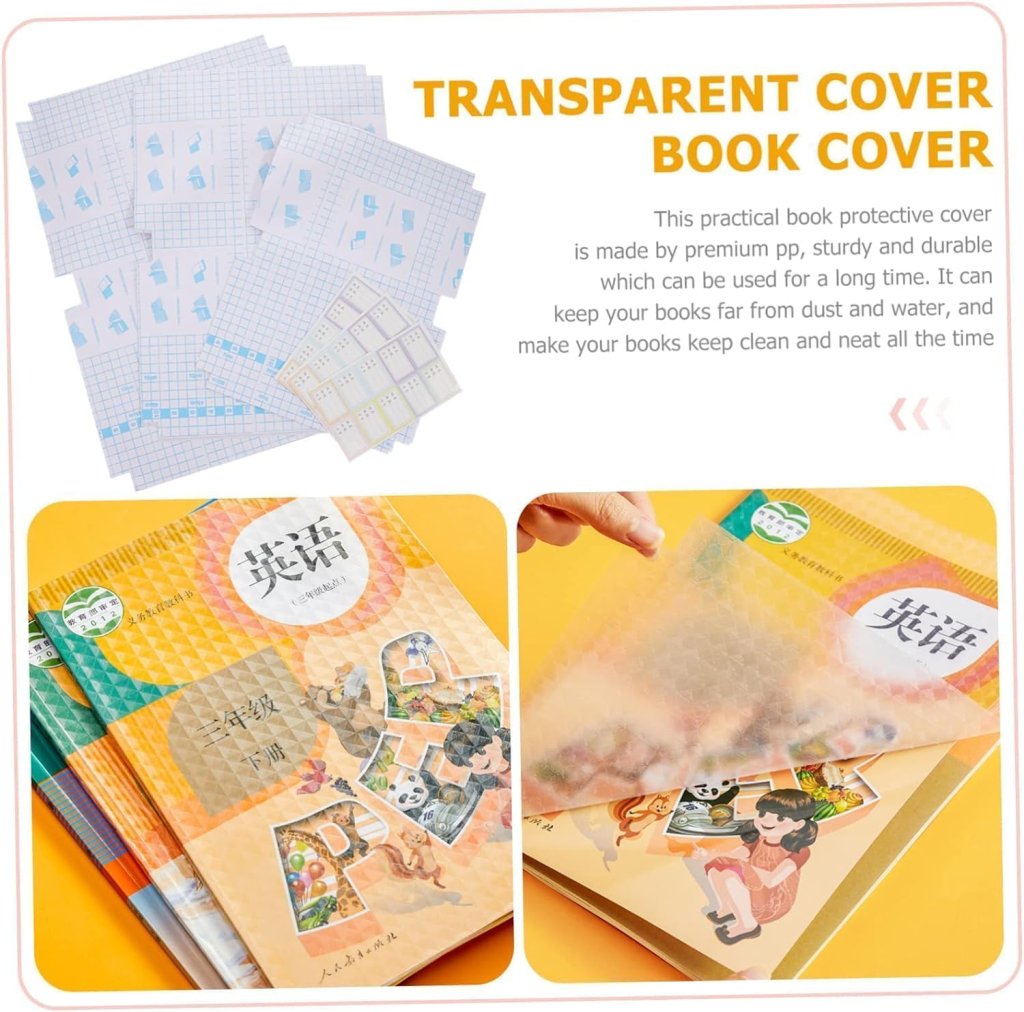 30-Piece Waterproof Clear Plastic Book Cover Set | Self-Adhesive Transparent Textbook Protector
