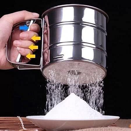 Stainless Steel Hand-Press Flour Sifter | Mechanical Baking Sieve Cup with Handle
