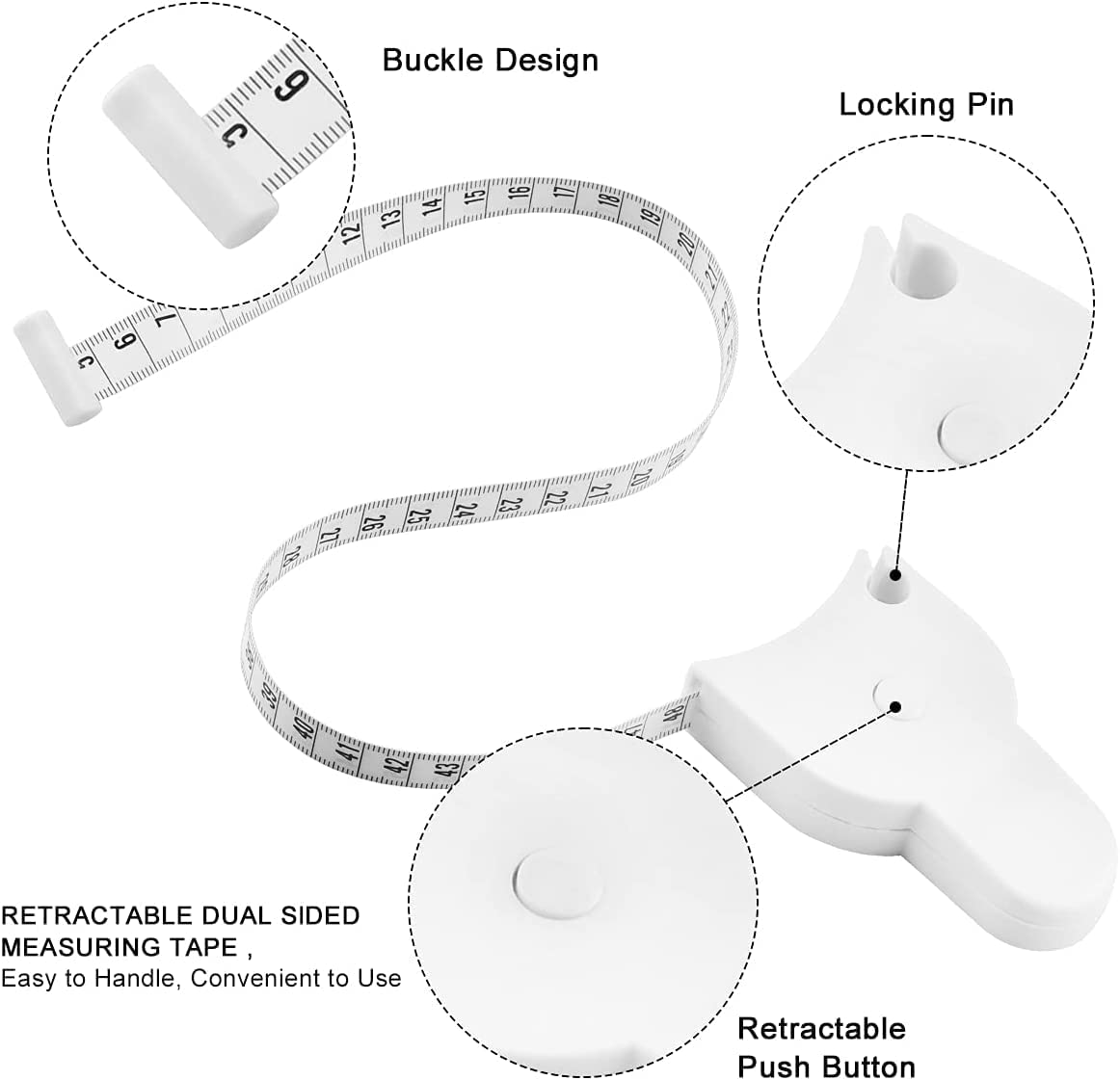 Ergonomic Body Measuring Tape for Fitness | Self-Retracting Fitness Measurement Tape