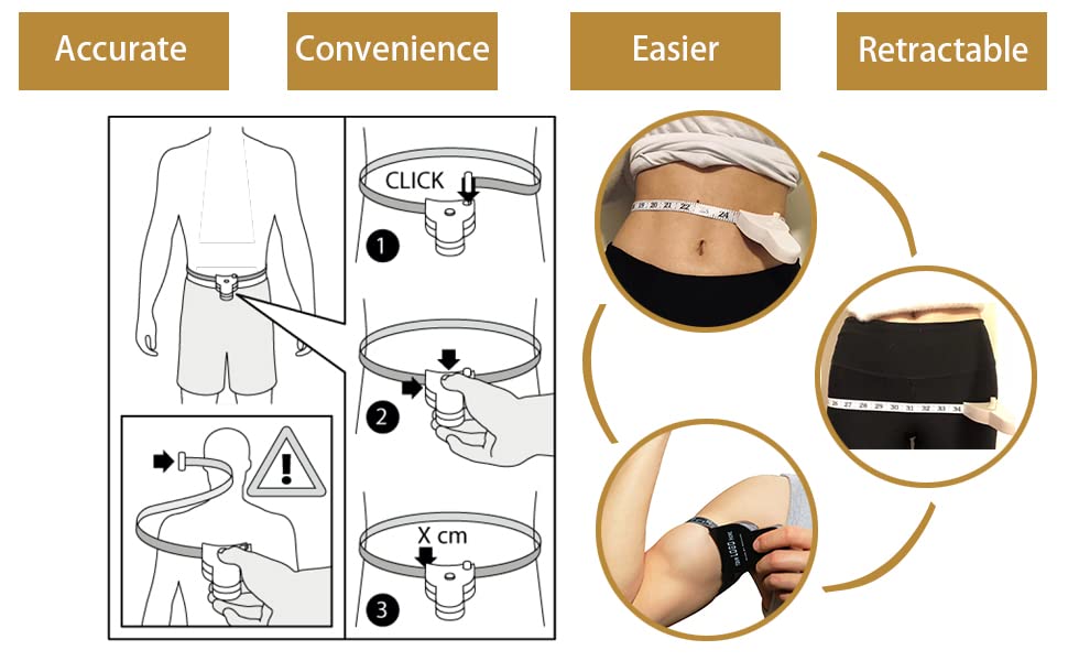 Ergonomic Body Measuring Tape for Fitness | Self-Retracting Fitness Measurement Tape