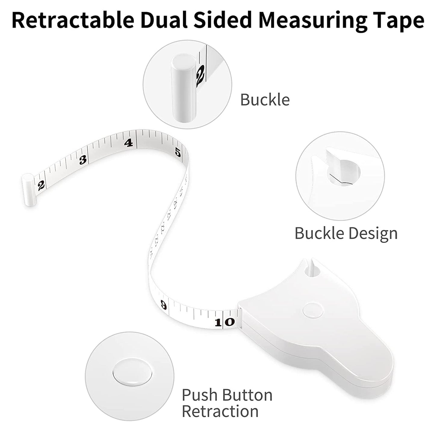 Ergonomic Body Measuring Tape for Fitness | Self-Retracting Fitness Measurement Tape