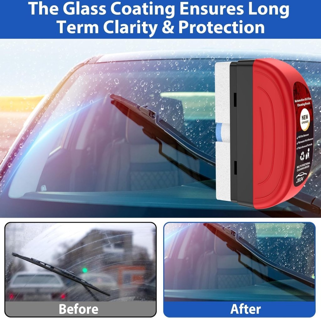 Car Glass Oil Film Cleaner Brush | Windshield Restorer & Rain Repellent Applicator