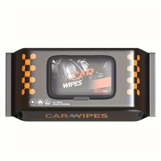 80 Pcs Multi-Surface Car Interior Cleaning Wipes | Matte Finish Dashboard & Leather Wet Wipes
