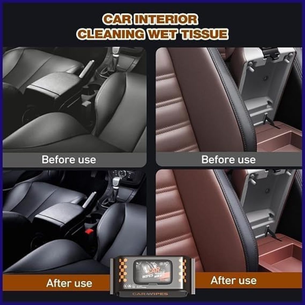 80 Pcs Multi-Surface Car Interior Cleaning Wipes | Matte Finish Dashboard & Leather Wet Wipes
