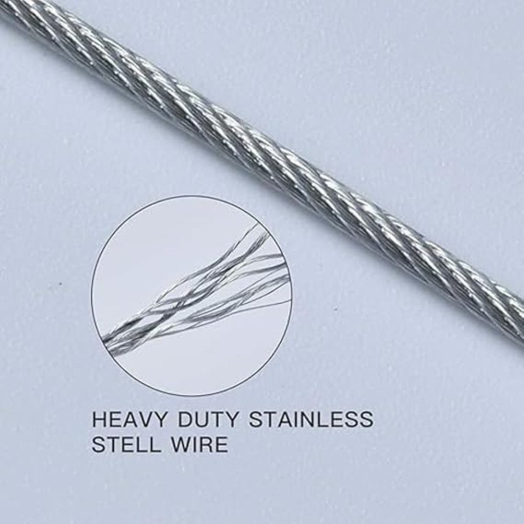 5-Meter Heavy-Duty Steel Clothes Drying Wire Rope | Rust-Proof Outdoor Clothesline with Hook Fasteners
