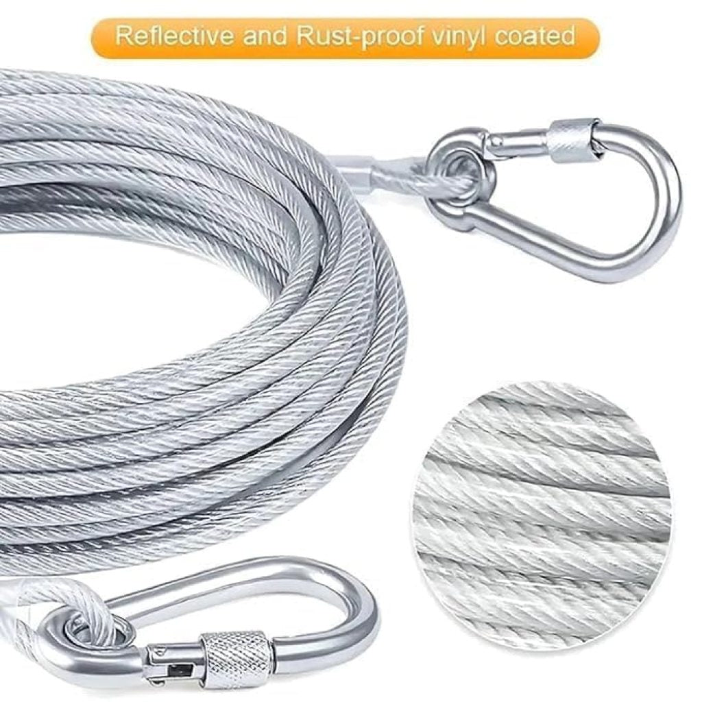 5-Meter Heavy-Duty Steel Clothes Drying Wire Rope | Rust-Proof Outdoor Clothesline with Hook Fasteners