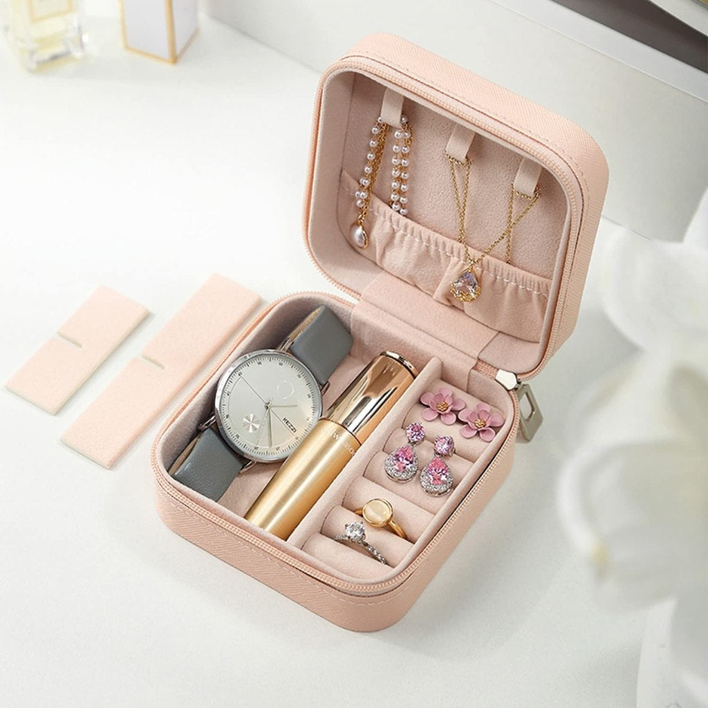 Premium PU Leather Mini Jewelry Box Organizer | Portable Travel Jewelry Case