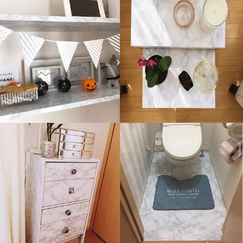 Self-Adhesive White Marble Foil Roll | 60x200cm Waterproof Countertop Wallpaper