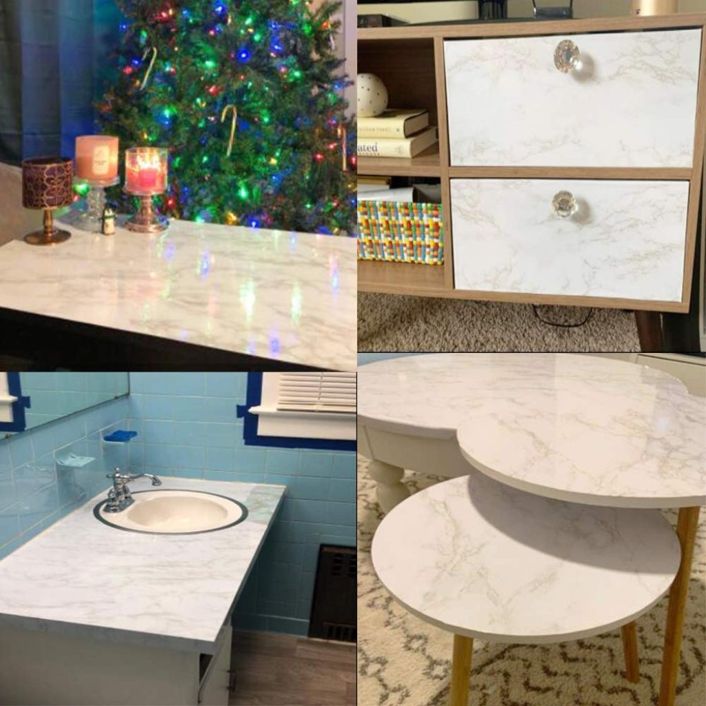 Self-Adhesive White Marble Foil Roll | 60x200cm Waterproof Countertop Wallpaper