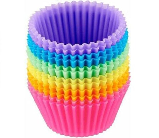 100% Food-Grade Silicone Cupcake Moulds (Set of 12) | Reusable Non-Stick Round Muffin Cups