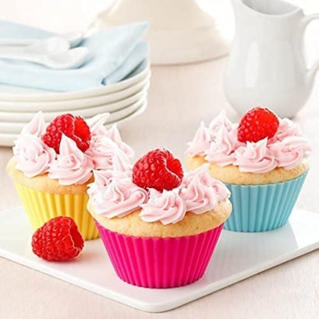 100% Food-Grade Silicone Cupcake Moulds (Set of 12) | Reusable Non-Stick Round Muffin Cups