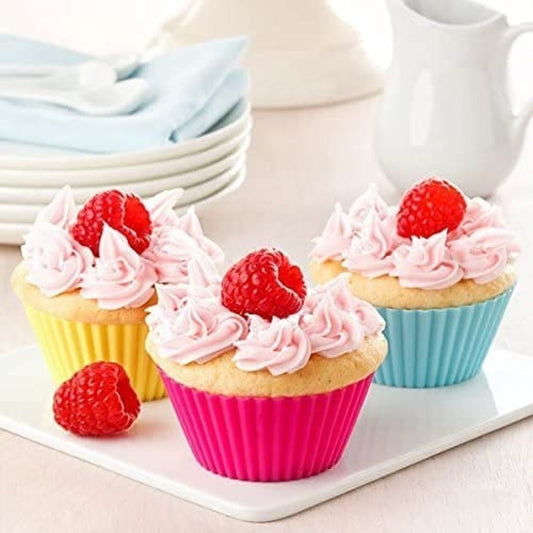 100% Food-Grade Silicone Cupcake Moulds (Set of 12) | Reusable Non-Stick Round Muffin Cups