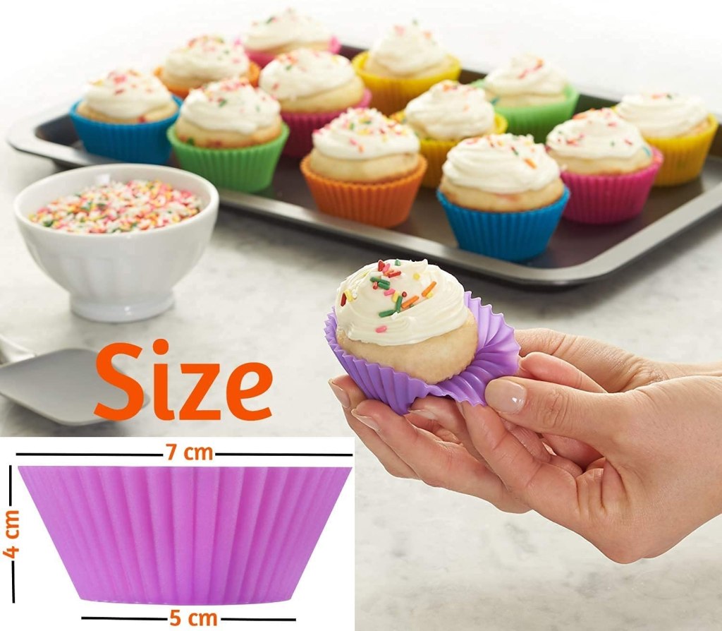 100% Food-Grade Silicone Cupcake Moulds (Set of 12) | Reusable Non-Stick Round Muffin Cups