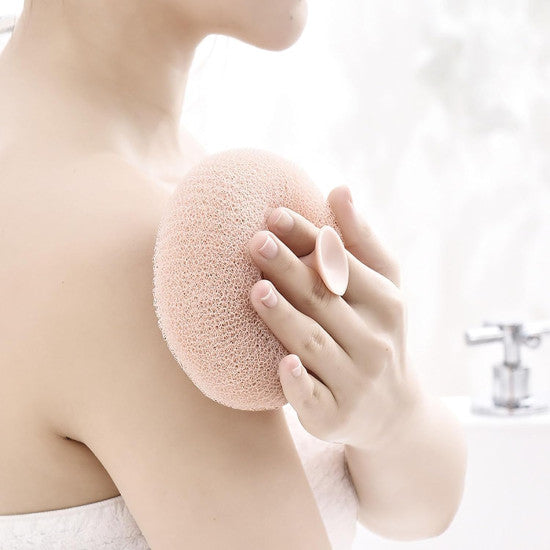Ergonomic Round Loofah Scrubbing Brush | Exfoliating Bath & Body Massage Sponge