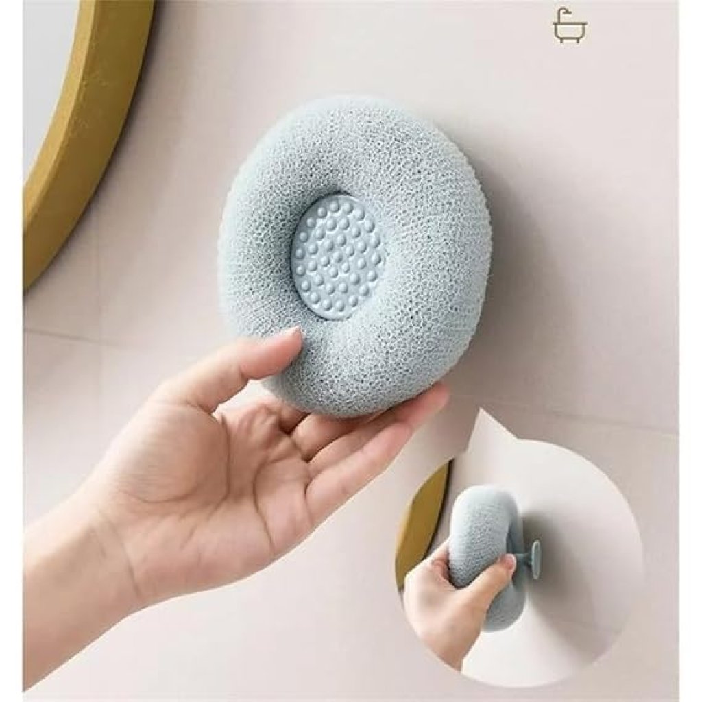 Ergonomic Round Loofah Scrubbing Brush | Exfoliating Bath & Body Massage Sponge