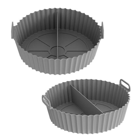 Reusable Silicone Air Fryer Liner Pot | Divided Non-Stick Baking Basket Bowl