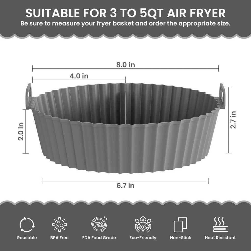 Reusable Silicone Air Fryer Liner Pot | Divided Non-Stick Baking Basket Bowl