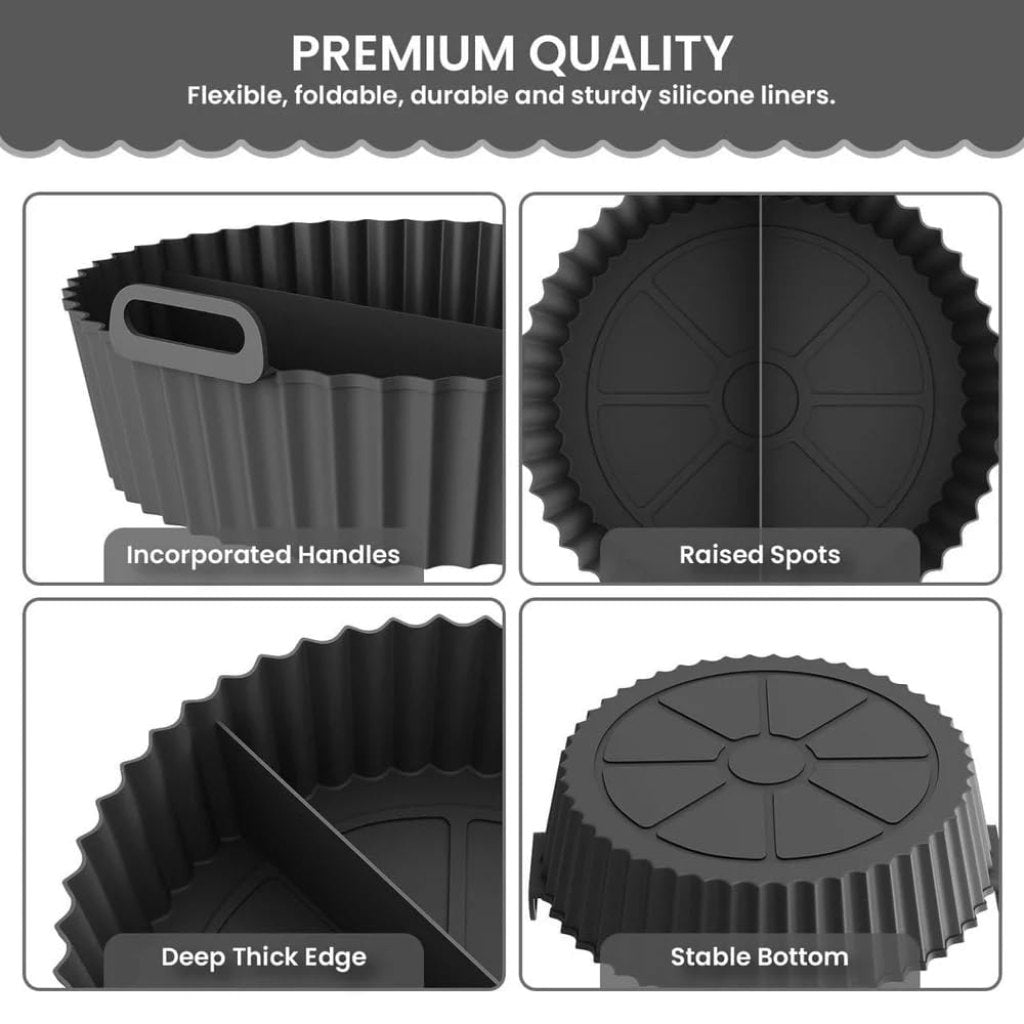 Reusable Silicone Air Fryer Liner Pot | Divided Non-Stick Baking Basket Bowl