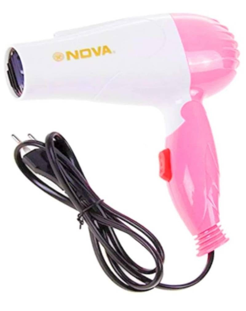 Pink and white hair dryer with 'Nova' branding on a white background