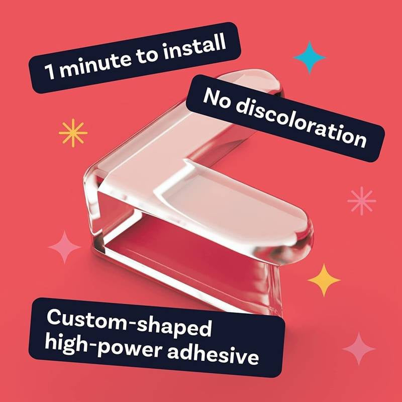 Custom-shaped high-power adhesive with text on a red background