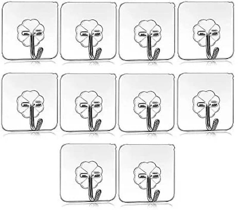Set of 12 floral-patterned wall hooks on a white background