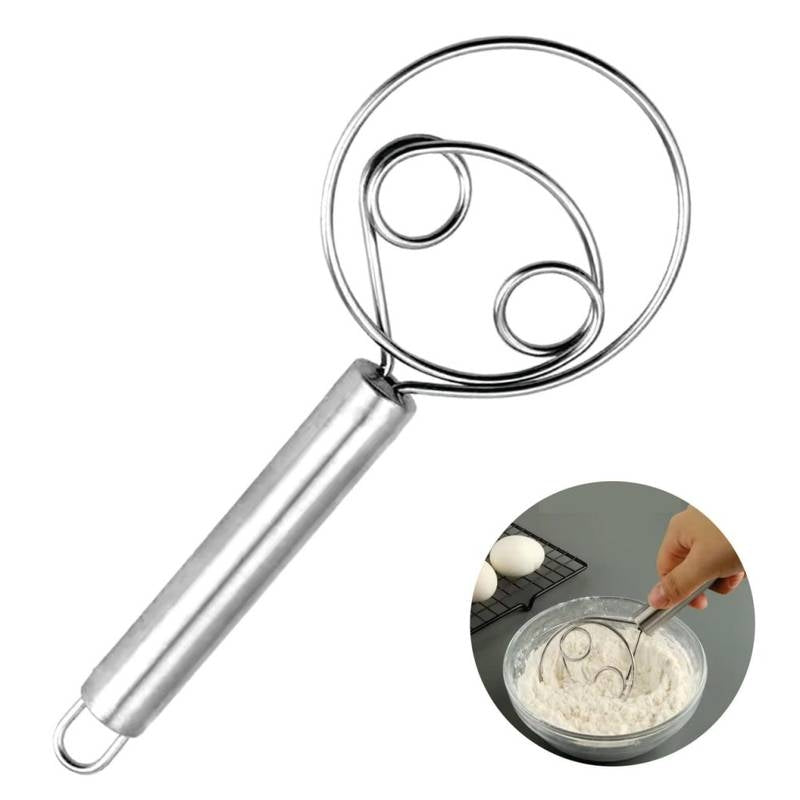 Stainless Steel Danish Dough Whisk – Professional Atta Maker & Pastry Blender for Bread, Pizza & Cakes (Heavy Duty)