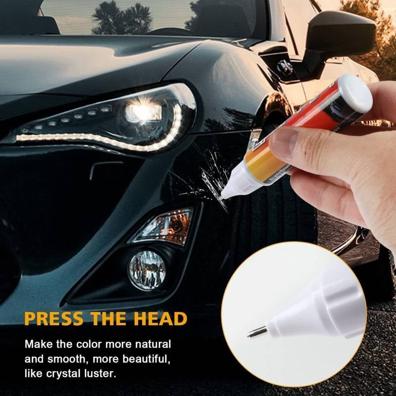 Person applying a product to a car's headlight with text on color enhancement.