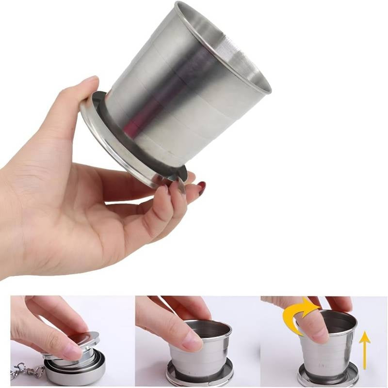 Camping Mug Folding Cup with Keychain Outdoor