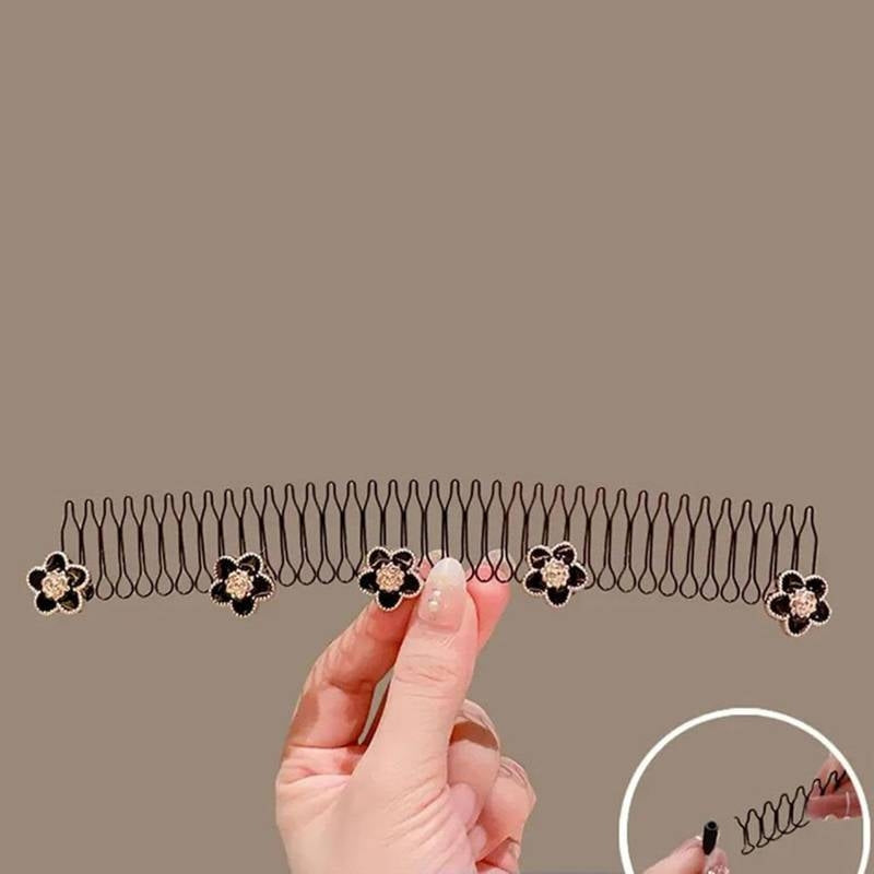 Invisible Flower U Shape Hair Finishing Fixer Wavy U Pin Hair Clip Combs Metal Wire Hair Combs, Invisible Hairstyle Hair Accessories ( Any Design/Pack of 1)
