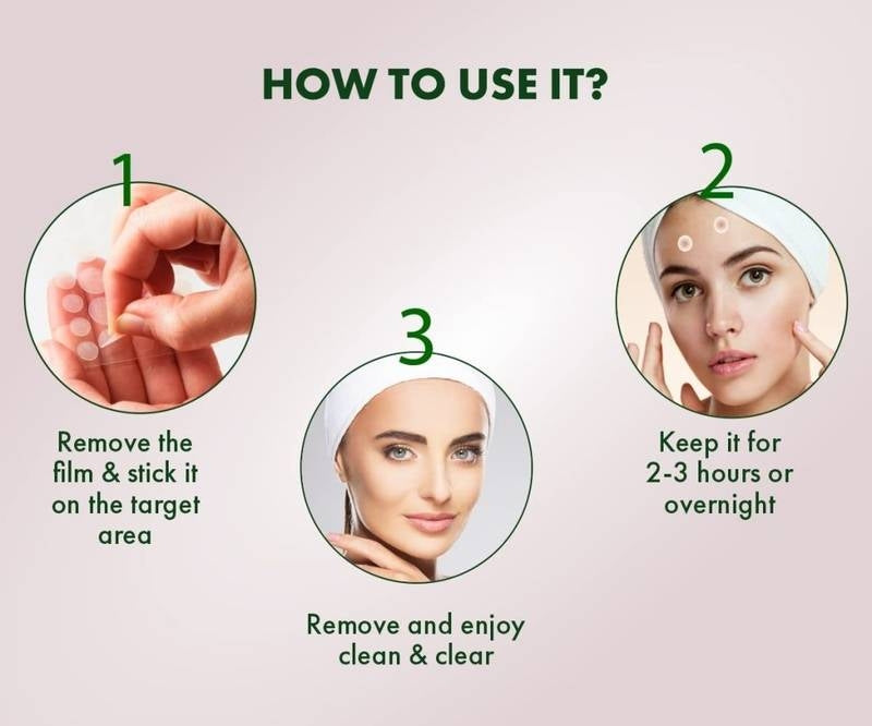 Instructions on how to use a skin treatment product with step-by-step illustrations.