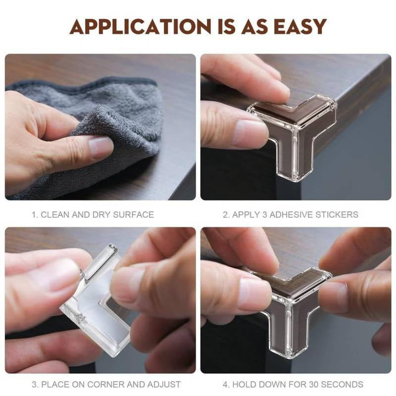 Step-by-step guide on applying adhesive stickers to a corner.