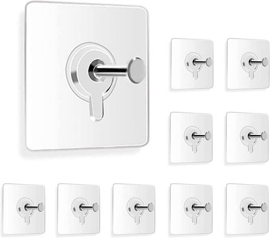 Set of silver wall hooks on a white background