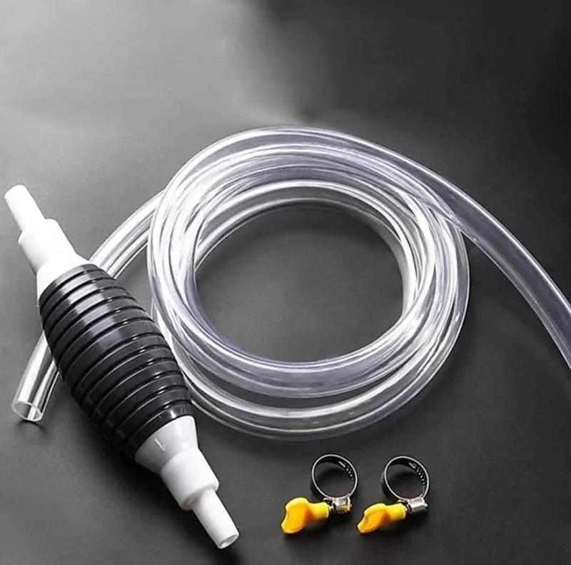 Universal Manual Fuel Transfer Pump Kit – High-Flow Hand Siphon Pump for Gas, Petrol, Diesel, and Water – Portable Liquid Transfer Tool with 2M Hose & Secure Metal Clips