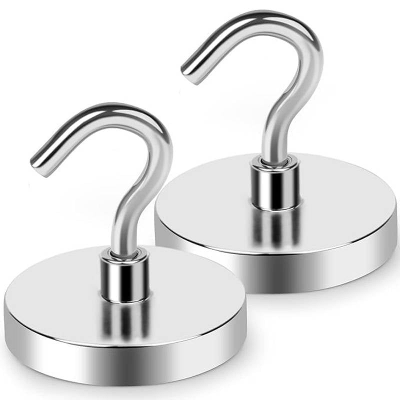 Super Strong Neodymium Magnetic Hooks – Heavy Duty Stainless Steel Rare Earth Magnets for Hanging – Permanent Industrial Magnet Hooks for Kitchen, Cruise Cabins, Garage, and Office