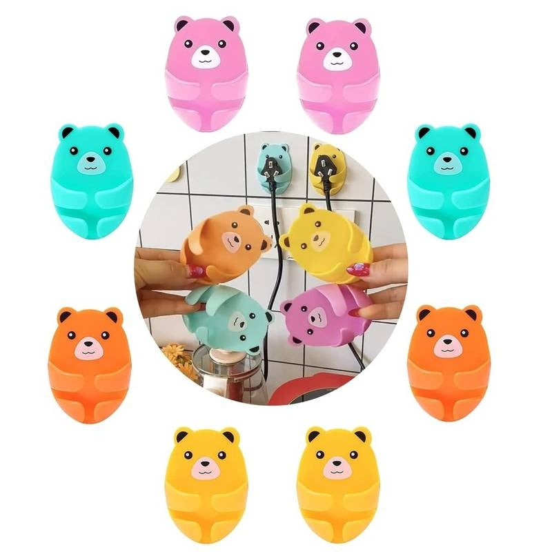 Colorful bear-shaped products on a white background