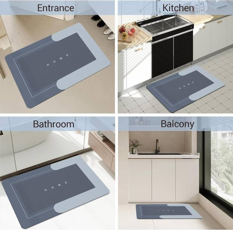 Super Absorbent Quick-Dry Bath Mat – Anti-Slip Diatomite Floor Mat for Bathroom & Shower (Soft Nappa Leather Finish)