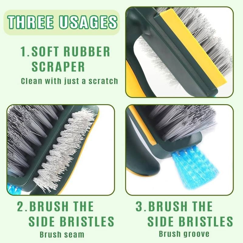 4-in-1 Multifunctional Gap Cleaning Brush – Deep Clean Grout Scrubber with Built-in Scraper & Ergonomic Handle – Heavy Duty Detail Brush for Kitchen, Bathroom, Window Tracks & Tile Lines