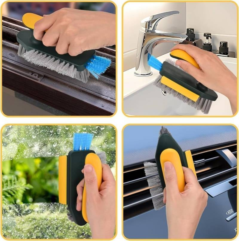 4-in-1 Multifunctional Gap Cleaning Brush – Deep Clean Grout Scrubber with Built-in Scraper & Ergonomic Handle – Heavy Duty Detail Brush for Kitchen, Bathroom, Window Tracks & Tile Lines