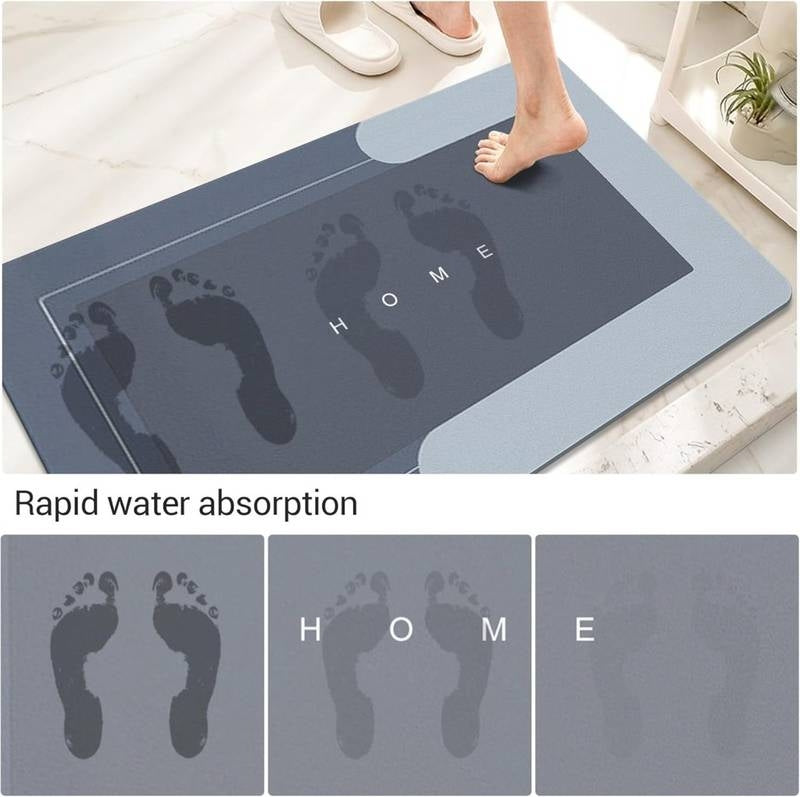 Super Absorbent Quick-Dry Bath Mat – Anti-Slip Diatomite Floor Mat for Bathroom & Shower (Soft Nappa Leather Finish)