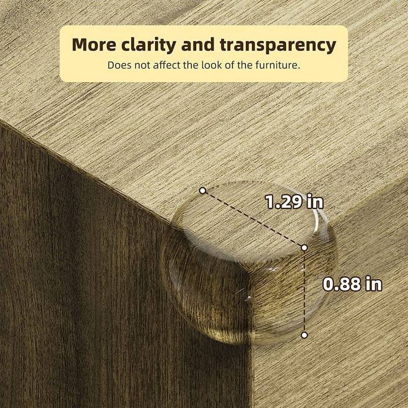 Wooden furniture corner with measurements and text about clarity and transparency