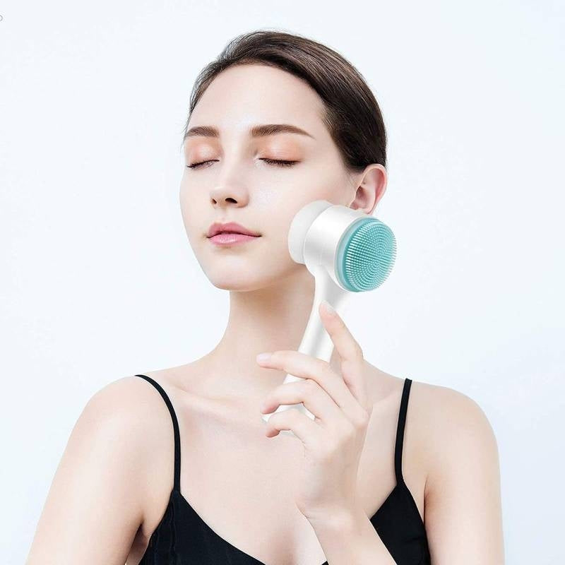 2-in-1 Dual Action Face Scrubber Brush – Manual Silicone Facial Cleansing & Exfoliating Brush for Deep Pore Cleaning