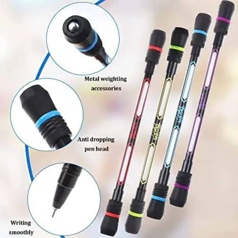 Set of pens with metal weighting accessories and anti-dropping pen heads on a light background.