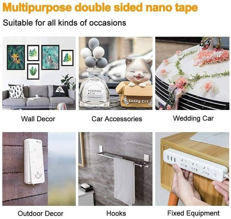 3-Meter Nano Magic Double-Sided Grip Tape – Reusable, Washable, and Removable Traceless Adhesive Mounting Tape